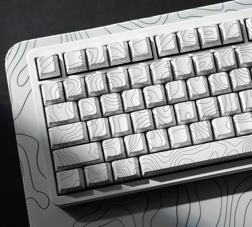 Vista 7 de dagaladoo Teclas negras topográficas Teclas PBT de doble inyección Teclas de teclado con brillo Teclas laterales impresas Teclas de perfil Cherry
