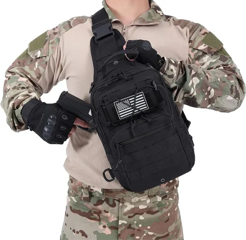 Vista 6 de Mochila táctica tipo bandolera militar para hombre, bolsa cruzada de un hombro, 10L
