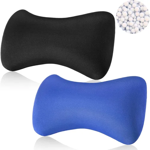 Vista 8 de Thyle Paquete de 2 almohadas de cuello con cuentas en forma de hueso pequeño para cama, sofá, viajes, almohada suave para dormir en casa y soporte