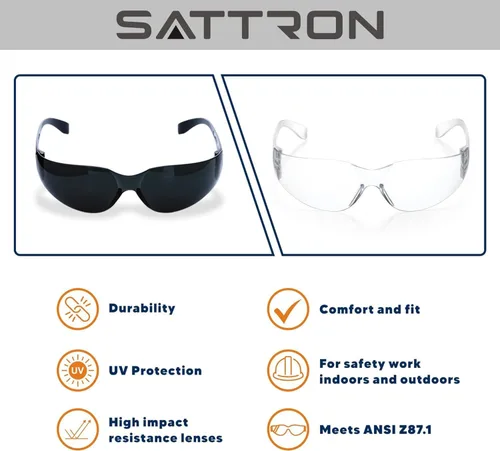 Vista 7 de 100 paquetes de gafas de seguridad teñidas, gafas protectoras resistentes a arañazos e impactos, lentes de policarbonato de humo oscuro