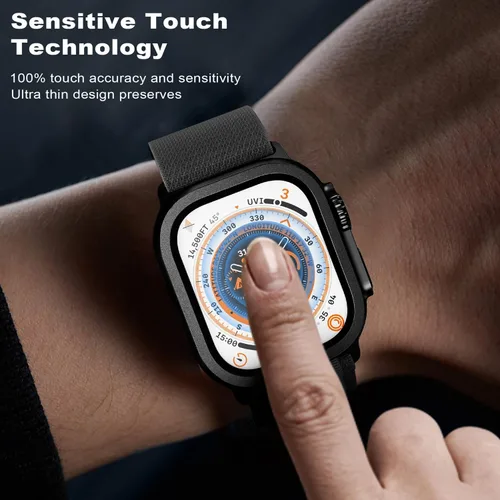 Vista 3 de WSKEN Protector de pantalla para Apple Watch Ultra 3/Ultra 2/Ultra 1.929 in, vidrio templado 9H + marco de aleación de titanio, [Keep Original]