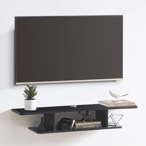 GHC Soporte de TV flotante, centro de entretenimiento montado en la pared y estante de gabinete, consola de TV con almacenamiento, consola