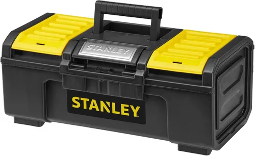 STANLEY Caja de herramientas DIY con 1 pestillo táctil, 2 organizadores de tapa para piezas pequeñas, 16 pulgadas, 1-79-216