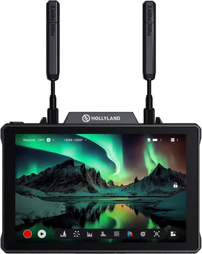 Hollyland Pyro 7 Transmisor y receptor de video inalámbrico y monitor de campo de cámara de 7 pulgadas HDMI y SDI rango de 1300 pies, latencia de 60