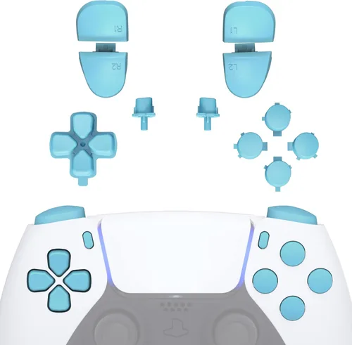 Vista 20 de eXtremeRate Juego de teclas de reemplazo D-pad R1 L1 R2 L2, botones de compartir, opciones, frontales, juego completo de teclas negras compatibles