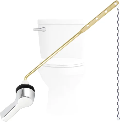 Vista 10 de Palanca de inodoro de metal negro para reemplazo de descarga, mango de inodoro universal de montaje frontal compatible con American negro mate