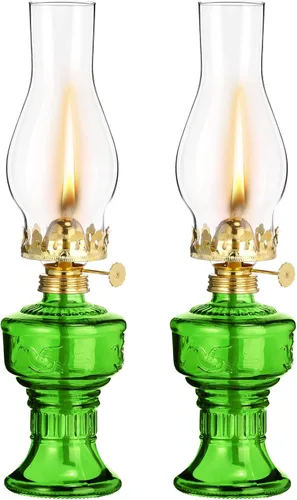 Vista 11 de 2 lámparas de aceite de cámara para uso en interiores, lámpara vintage de queroseno, linterna rústica de queroseno de huracán con mecha de fuego