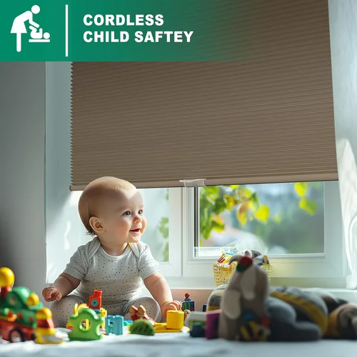 Vista 3 de BERISSA Persianas celulares opacas sin cordón, sin necesidad de taladro, sin herramientas, persianas celulares fáciles de instalar, persianas