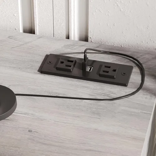 Vista 4 de Fameill - Cómoda para dormitorio, organizador de 9 cajones con estación de carga, cómoda alta para pasillo, cómoda de madera con tiradores de metal