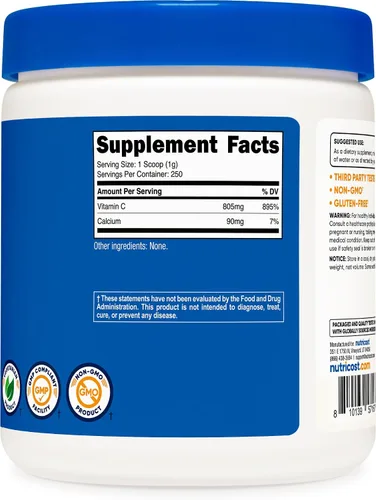 Vista 5 de Nutricost Ascorbato de calcio en polvo 250G (sin sabor), 250 porciones, sin