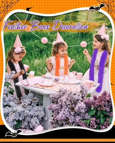 Vista 6 de Jexine Boas de plumas artificiales esponjosas, 8 piezas, decoración para disfraz de boda, suministros de fiesta de té