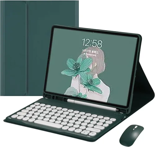 Vista 17 de Ratón de teclado para Galaxy Tab S6 Lite de 10.4 pulgadas 2024/2022/2020 Funda de teclado con mouse, bonita funda de teclado de color BT Negro