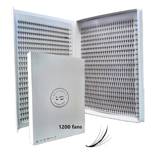 Vista 6 de 1200 pestañas postizas en abanico 5D 0.07 de longitudes mixtas 9-16mm, pestañas postizas voluminosas y sueltas C D rizadas, extensiones de pestañas