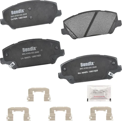 Vista 303 de Pastillas de Freno Delanteras Cerámicas Bendix Priority1 CFC430A para Modelos Selectos INFINITI G35, I30, Nissan 350Z, Altima, Juke, Maxima, Sentra
