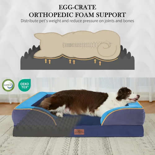 Vista 58 de Comfort Expression Cama ortopédica para perros extra grandes de 45 x 35 pulgadas, cama para mascotas XL de espuma tipo caja de huevos impermeable