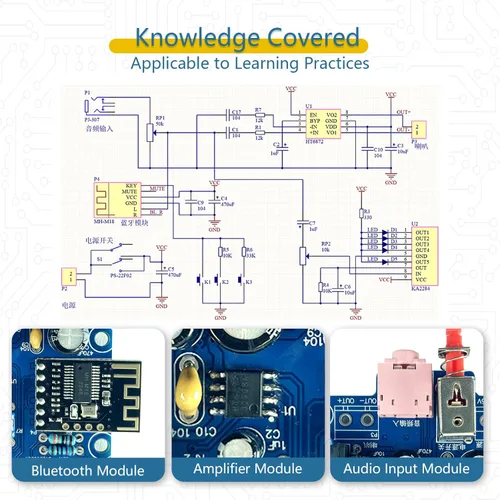 Vista 5 de Altavoces de audio Altavoz de luz Entrada de audio múltiple Calidad de sonido HD Kit de proyecto para adultos Kit de práctica de soldadura
