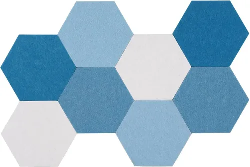Vista 12 de LAJAR 8 piezas de azulejos de tablero de anuncios de fieltro hexagonal, azulejos de pared de tablero de pines autoadhesivos de fieltro para fotos
