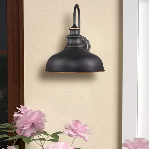 Vista 3 de zeyu 02A390-SE ROB - Lámpara de porche negra de 11 pulgadas, luz exterior de granero para garaje, patio, sensor de movimiento, luz de granero al