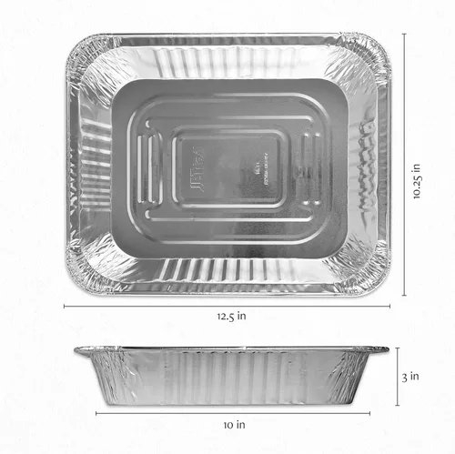 Vista 3 de PLASTICPRO Charolas desechables de aluminio de papel de aluminio de 9 x 13, peso pesado, tamaño mediano, profundidad media, para mesa de vapor