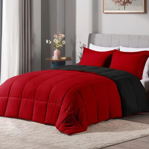 Vista 10 de LOVTEX Juego de edredón de 3 piezas tamaño King, juego de edredón de microfibra lavada ultrasuave para cama tamaño King, edredón reversible