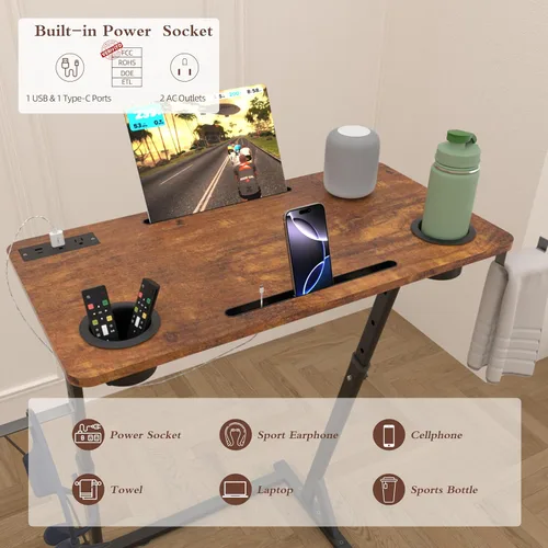 Vista 4 de OrigoDeco Escritorio de ciclismo de interior, escritorio de pie ajustable para almohadilla para caminar, escritorio de entrenamiento de bicicleta