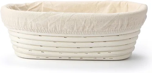 Vista 3 de Saint Germain Bakery Cesta Banneton de pan redondo prémium con forro Cesta perfecta para hacer pan hermoso (9 pulgadas, redonda10 pulgadas ovalada)