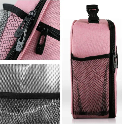Vista 4 de Hap Tim - Lonchera para adultos, bolsa de almuerzo aislada para mujeres, lonchera reutilizable, lonchera espaciosa, rosa (18654-PK)