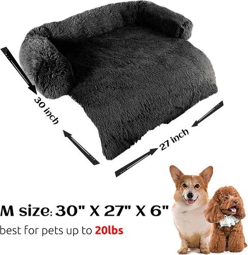 Vista 5 de HACHIKITTY Tapete calmante para sofá cama para mascotas, funda de sofá de felpa lavable para perros y gatos, protector de muebles con parte inferior