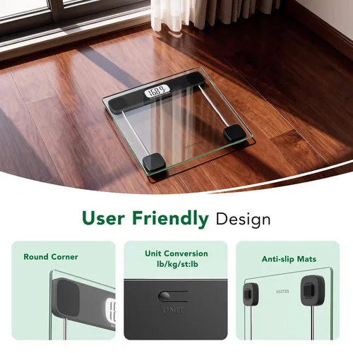 Vista 7 de ZOETOUCH Báscula para peso corporal, báscula de baño precisa, máquina de pesaje digital para personas, capacidad de 400 libras, pantalla LCD