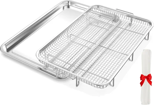 Vista 10 de Cesta para Freidora de Aire para Horno, OPENICE Bandeja y Sartén Grande de Freidora de Aire de 15.6" x 11.6" con 30 Piezas de Papeles de Pergamino