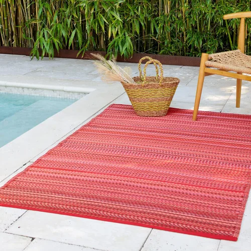 Vista 14 de Fab Habitat - Alfombra de exterior, impermeable, resistente a la decoloración, sin arrugas, de plástico reciclado premium, a rayas, para el porche