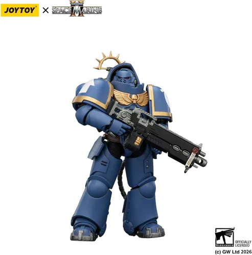 Vista 3 de JOYTOY Warhammer 40K 1/18 Action Figure Game Edition Ultramarines Heavy Intercessor with Heavy Bolt Rifle and Bolt Pistol 5'' Mehca
