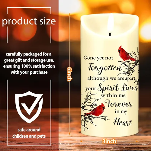 Vista 3 de Velas conmemorativas, regalos conmemorativos, velas LED conmemorativas para la pérdida de un ser querido, velas sin llama, regalos de duelo, velas a