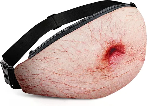 Farhers Day Gifts,Funny Gifts Stocking Stuffers for Men-Dad Belly Fanny Pack, Christmas Gag Gifts White Elephant Gift Exchange, Fake Belly 3D Waist