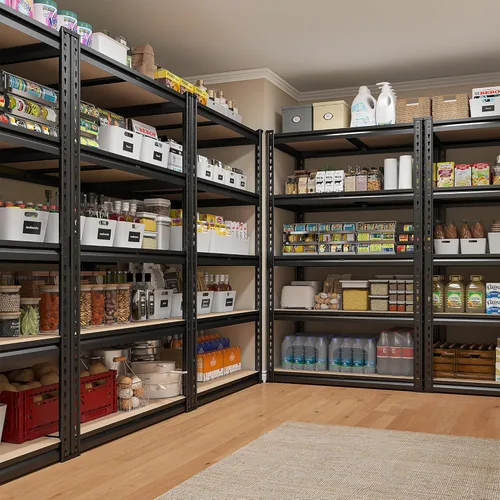 Vista 5 de REIBII Estantería de garaje de 2000 libras, estantes de almacenamiento resistentes, estantes de metal ajustables de 5 niveles, estante