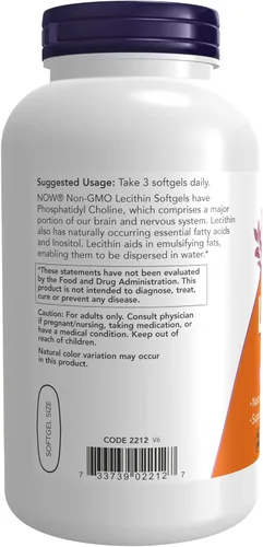 Vista 3 de Girasol lecitina Now Foods sin OGM, 0.04 onzas, cápsulas blandas, 200 unidades, 2212, 1, 1