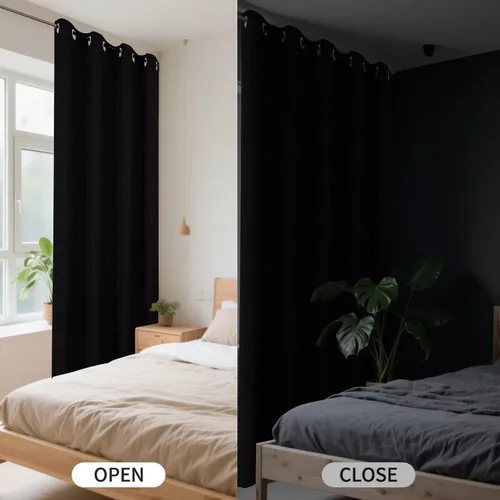 Vista 2 de CUCRAF - Juego de 2 paneles de cortinas de ventana con oscurecimiento total del 100%, de 54 pulgadas de largo, con aspecto de lino falso, cortinas