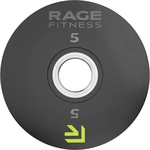 Rage Fitness Cast Iron Weight Plates, Rubber Coated, 2" Steel Insert (5lb, 10lb, 25lb, 45lb - SOLD INDIVIDUALLY), Rubber Weight Plates for Strength