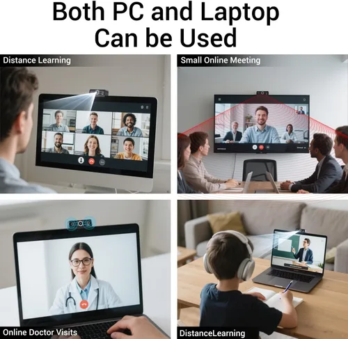 Vista 4 de Diccik Cámara web 2K para PC, videollamadas Full HD, corrección de luz HD, funciona con Skype, Zoom, FaceTime, Hangouts, PC/Mac/Laptop/MacBook/Tablet