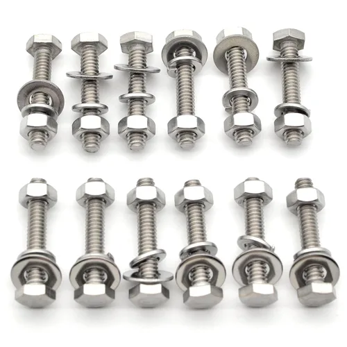 Kit de tornillos, tuercas y arandelas de 1/4-20, 12 juegos, pernos hexagonales de acero inoxidable 304 con tuercas, arandelas planas 1/4 y arandelas