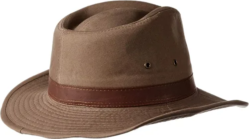 Vista 2 de Dorfman Pacific sombrero lavado con interior de tela cruzada con ribete de cuero auténtico