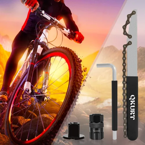 Vista 7 de QKURT Kit de herramientas de látigo de cadena, herramienta de extracción de casete de bicicleta+llave auxiliar+herramienta de bloqueo de casete