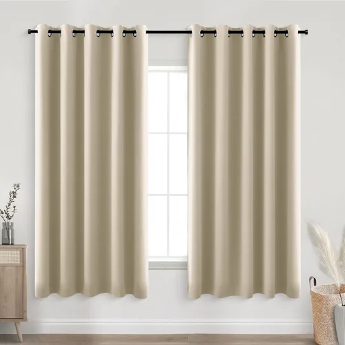 Vista 213 de KOUFALL Cortinas de Baño Aqua para Ventana, Juego de 2 Paneles Decoración Costera Cortinas Cortas Opacas para Ventana Pequeña de Cocina Puerta