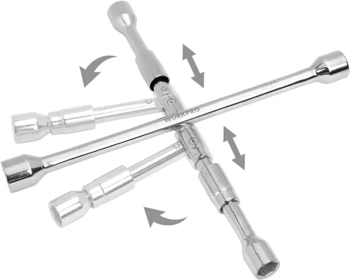 Vista 3 de WORKPRO - Llave de tuercas universal plegable, 4 vías, cruzada, 14 pulgadas.