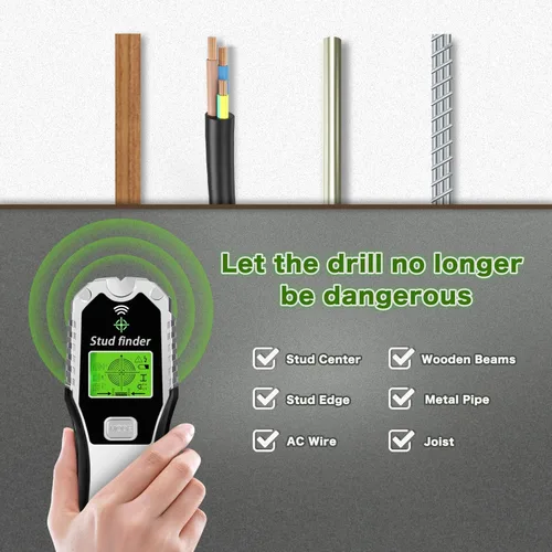 Vista 5 de Escáner de pared con buscador de pernos, herramienta multifunción 6 en 1 con sensor inteligente mejorado, pantalla LCD y alarma de audio