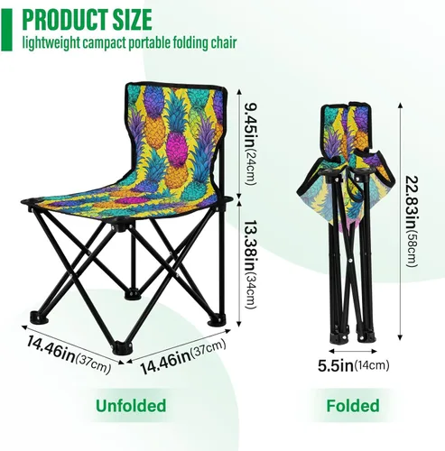 Vista 3 de Outdoor Folding Pineapple Tropical Camping Chairs for Adults Portable Camping Chair Lightweight Lawn Chair 202a2801