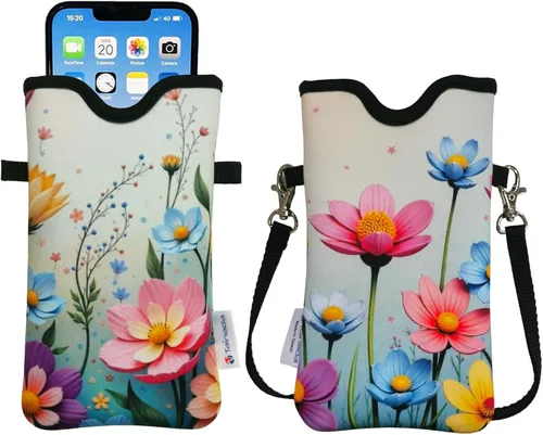Vista 30 de Tainada Funda Estuche Bolsa de Neopreno para Teléfono para Hombres y Mujeres con Correa Cruzada/Cordón para el Cuello para iPhone 17/16/15 Pro Max