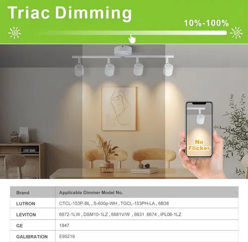 Vista 3 de Arcfox Foco de techo LED de 30 W, 4 luces, foco de techo de 3000 K, blanco cálido, regulable, flexible, giratorio, ETL, 24°, CRI90 para iluminación