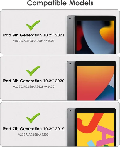 Vista 2 de DTTO Funda de cuero para iPad de 9ª/8ª/7ª generación de 10.2 pulgadas 2021/2020/2019 con funda delgada de triple pliegue con patrón de seda, verde