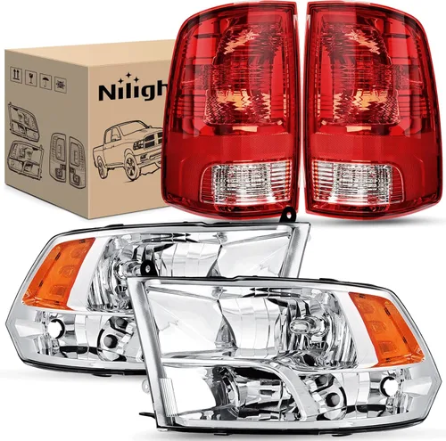 Vista 21 de Nilight Conjunto de faros delanteros 2009 2010 2011 2012 2013 2014 2015 2016 2017 2018 Ram 1500 2500 3500 Pickup Quad Conjunto de faros de repuesto